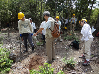 まつたけ山再生講習会　地かき作業の様子